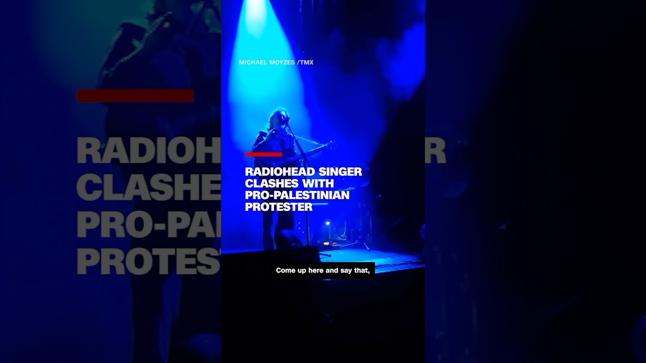 Radiohead singer clashes with pro-Palestinian protester