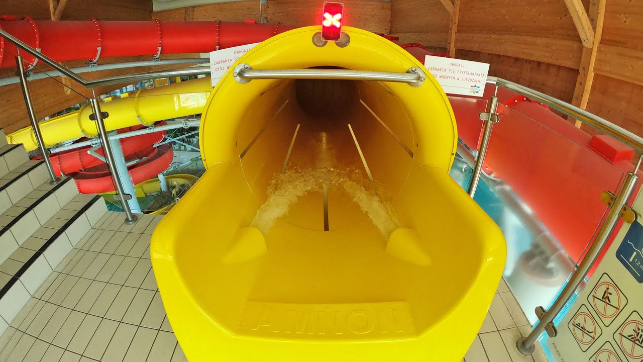 Yellow Anaconda Water Slide at Aquapark | Indoor Slide