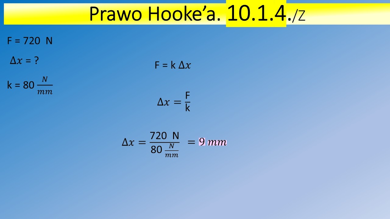 10.1.4. Sprężyna amortyzatora rowerowego ma wsp&oacute;łczynnik sprężystości k= 80 N/mm. Oblicz o ile się