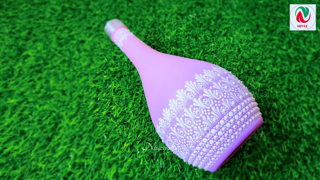 Dot mandala painting for Beginners | Mandala art on Bottle Painting | Simple Bottle Art| Niviz Ep242