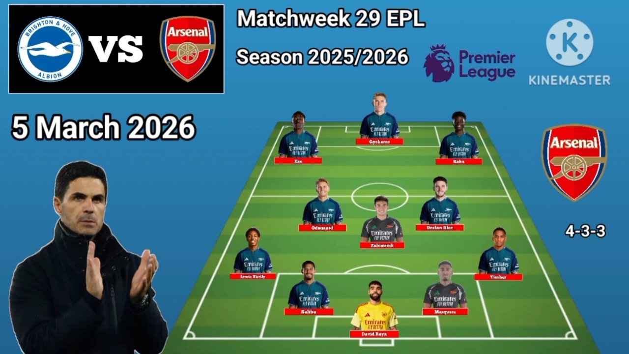 Brighton vs Arsenal ~ Potential Line Up Arsenal Matchweek 29 EPL Season 2025/2026