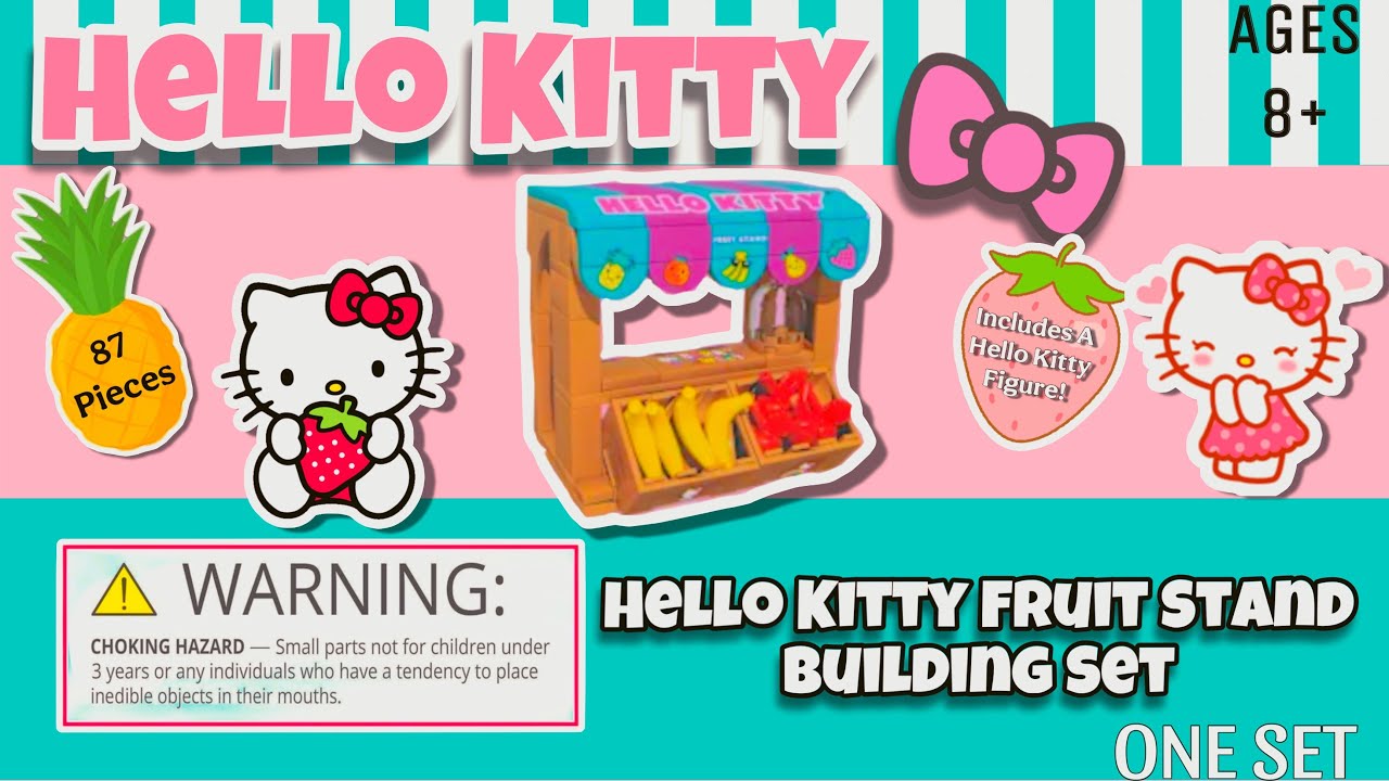 Watch Me! Unbox & Build a Hello Kitty Fruit Stand Set| 87 Pieces| FIVE BElOW FINDS| Adult Collector
