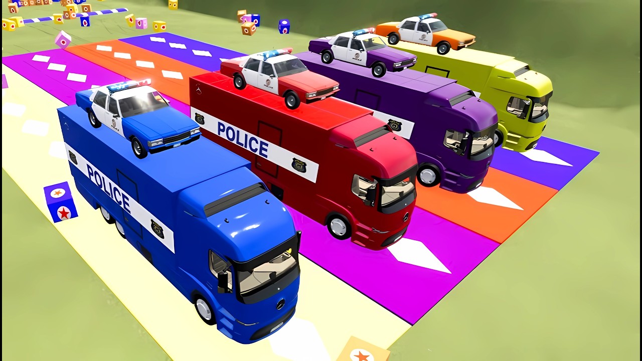TRANSPORTING COLOR RANGE ROVER, CHEVROLET, MERCEDES, BMW, CAT LOADER POLICE, FS22
