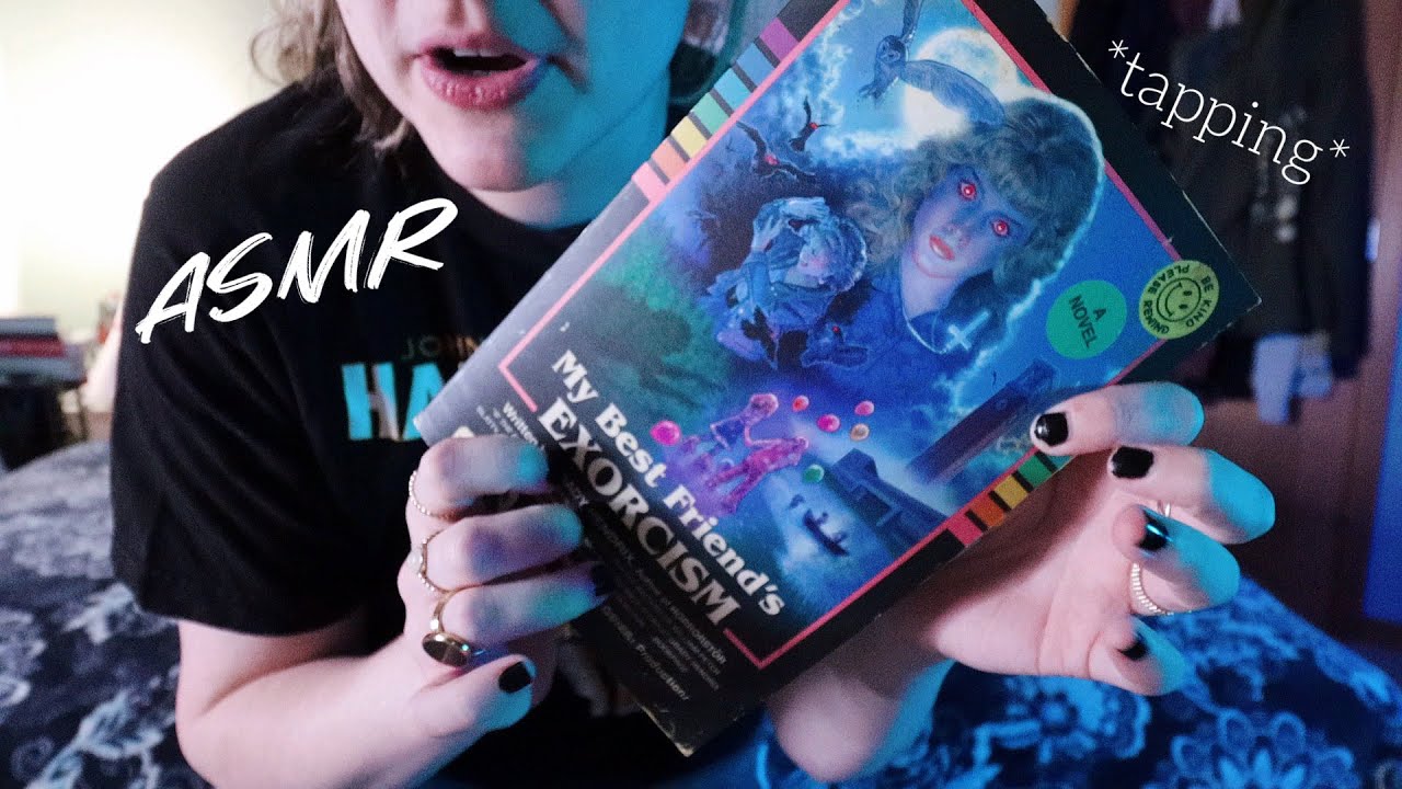 ASMR tapping on spooky books for spooky season pt. 2 (book tapping, scratching, page flipping)