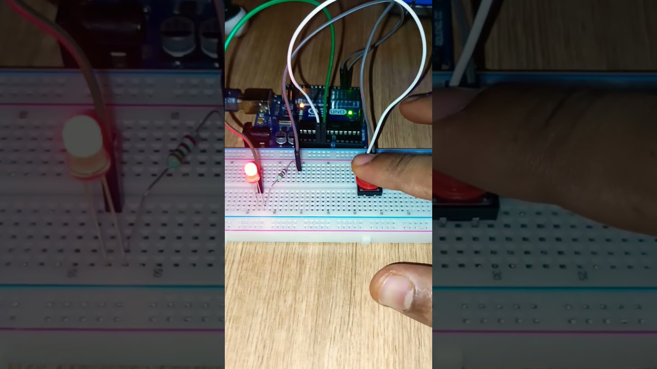 Controlling a LED using a Push button and Arduino Uno #arduino #led #pushbutton