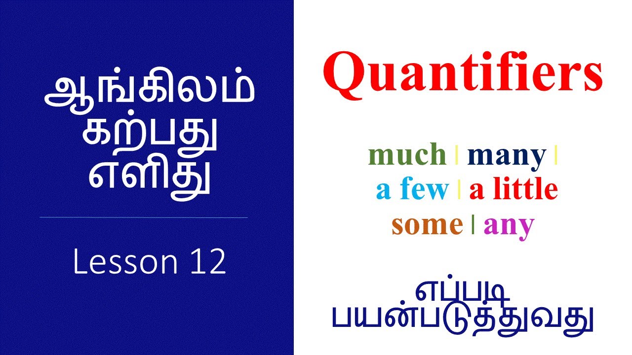 Quantifiers | Much or Many - A few or A little - Some or Any | Learn English Through Tamil
