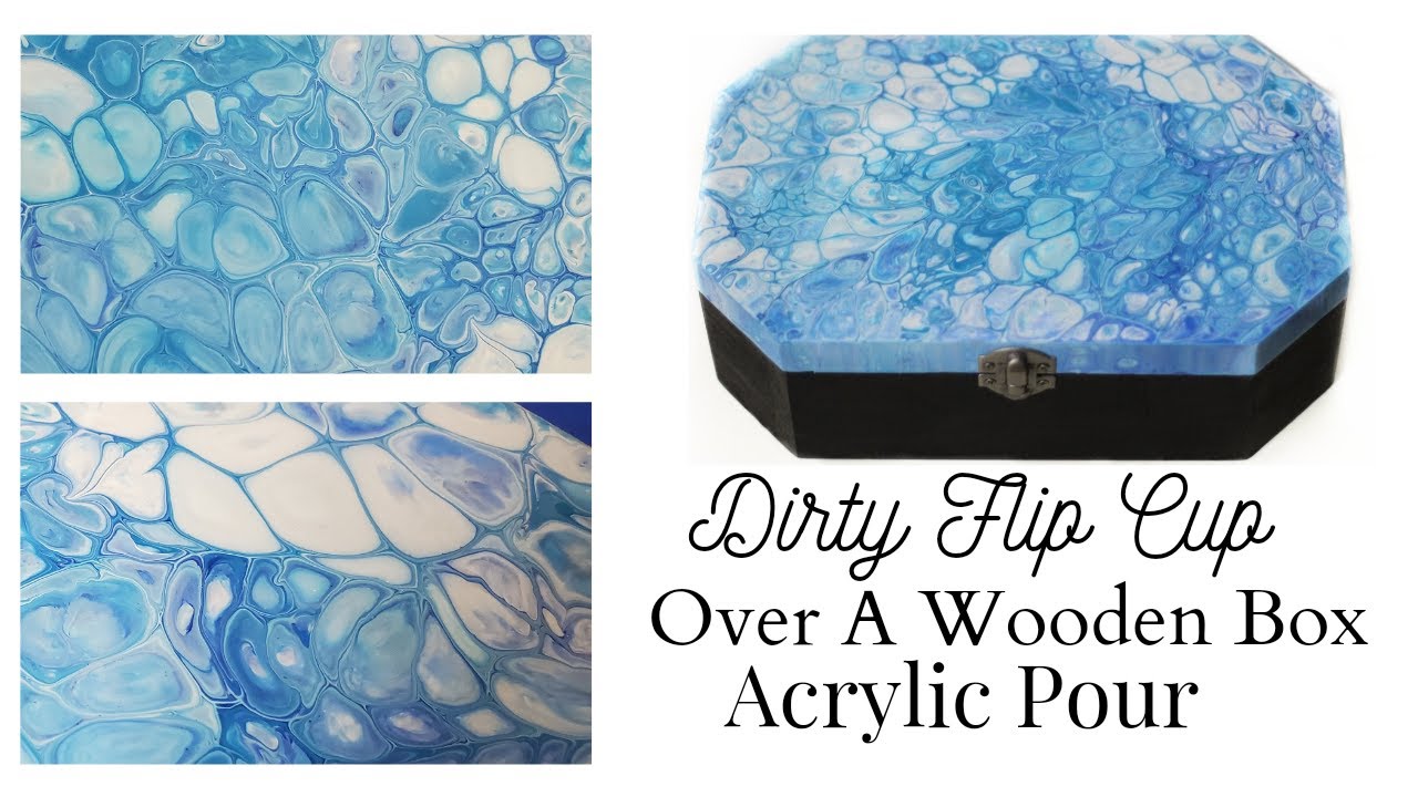 POURING ON WOODEN BOX | Dirty Flip Cup w/ Silicone | Cell Explosion Pour | Acrylic Pouring Video