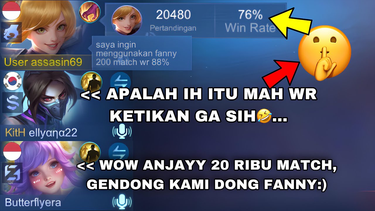 AKU IKUT BERMAIN DI RANDOM LOBY(PART21)REAKSI DUO CEWE ON MIC MELIHAT FANNY 20 RIBU MATCH…WKWKWK🤣☠️