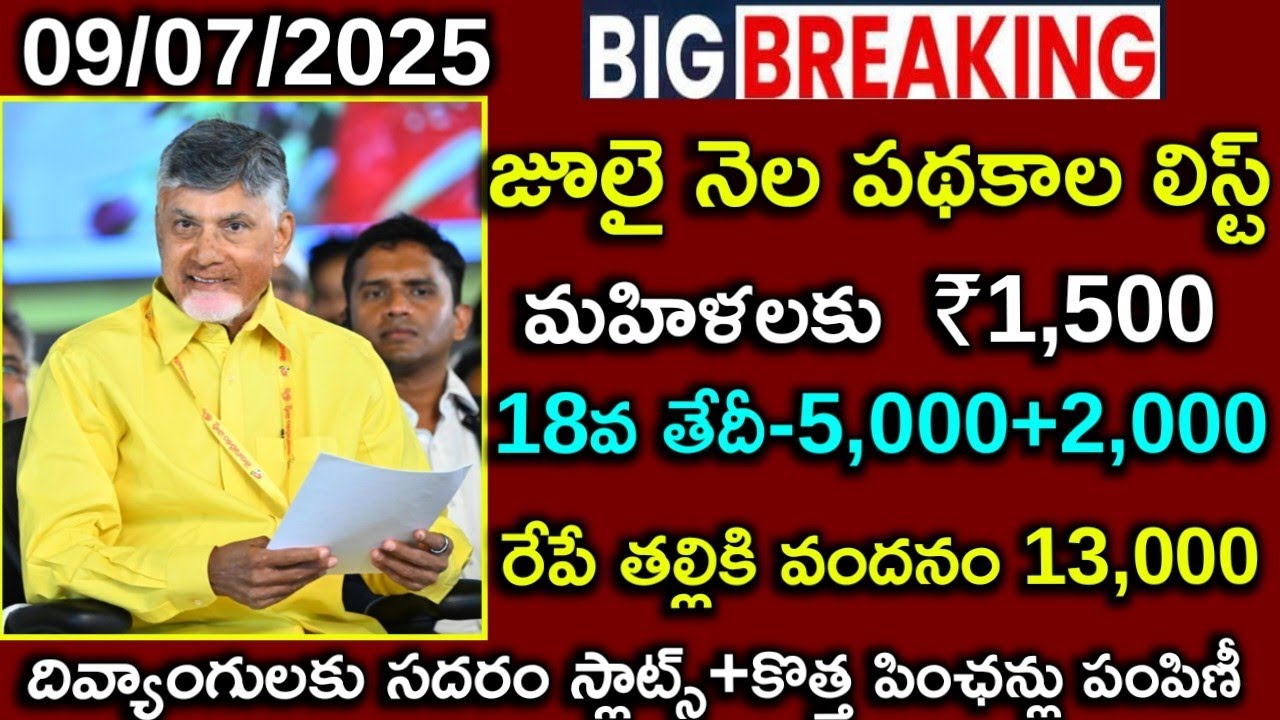 జూలై నెల పథకాల లిస్ట్|July month schemes list in ap|thalliki vandhanam|annadatha Sukhibhava|pensions