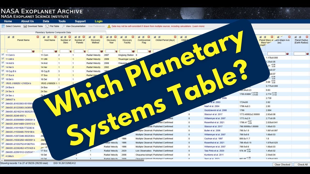 Which Planetary Systems Table Should You Use?