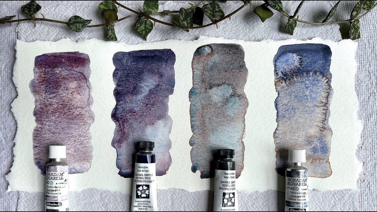 Schmincke Super Granulation and Daniel Smith haze watercolors swatching