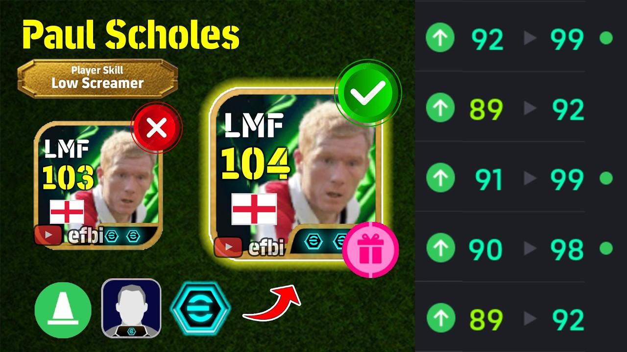 Paul Scholes 104 BEST TRAINING with Booster, Max Level, Player Progression eFootball 2026