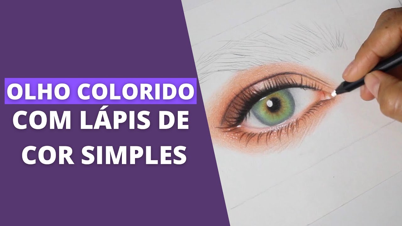 Como desenhar (pintar) um olho realista colorido | Com lápis de cor simples