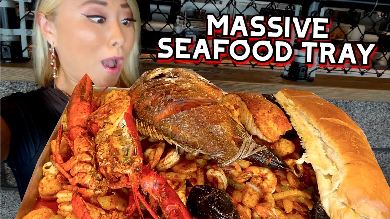 EATING A MASSIVE SEAFOOD TRAY at San Pedro Fish Market in Long Beach, CA!! 