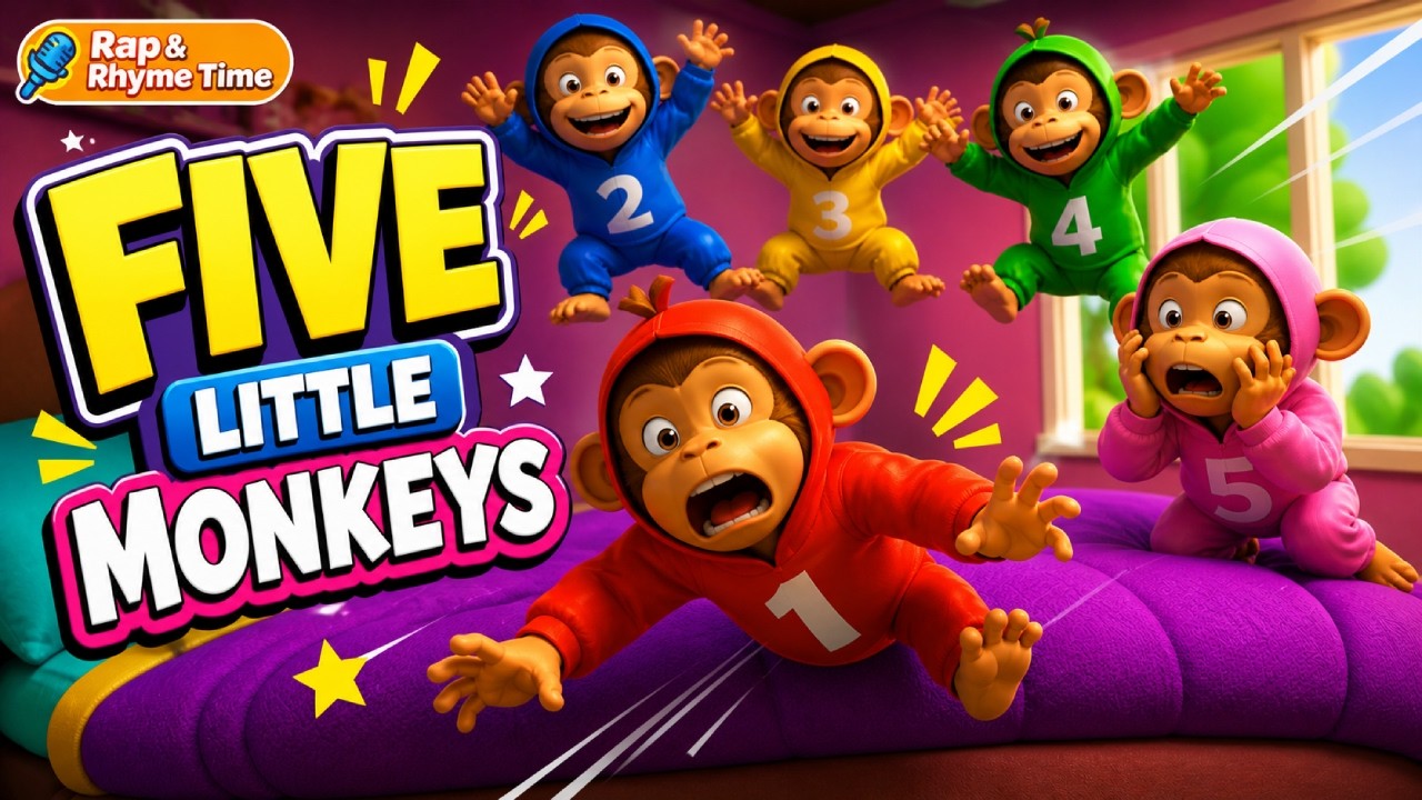 Five Little Hip Hop Monkeys | Five Little Monkeys Hip Hop Remix | Nursery Rhymes by Rap & Rhyme Time