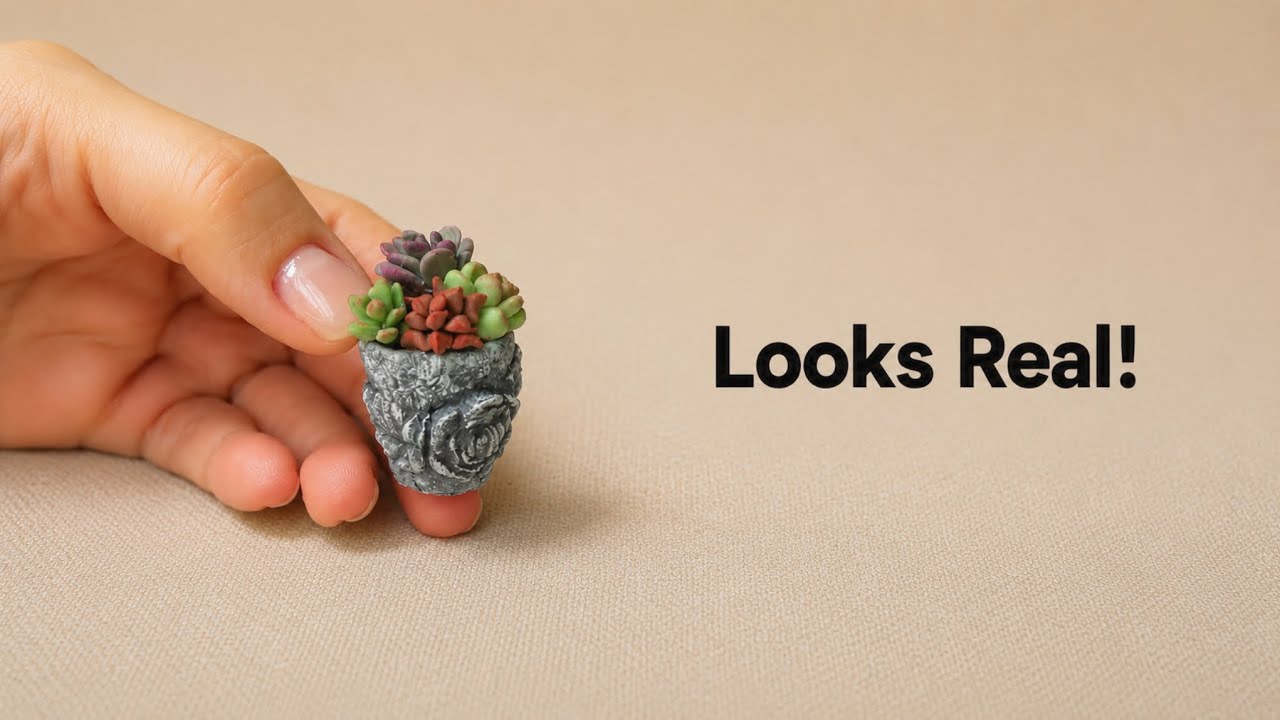 DIY Miniature Stone Pot + Tiny Succulents | Looks So Real! 🪨✨