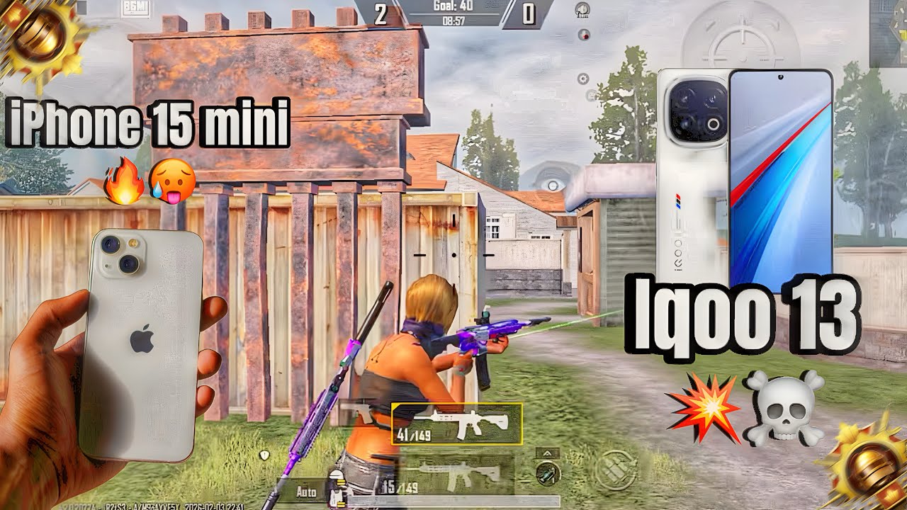 iPhone 15 mini 🔥 Vs Iqoo 13 ☠️ Best Power 🔱 60 FPS Vs 120 FPS 🥵 PUBG/BGMI Test 