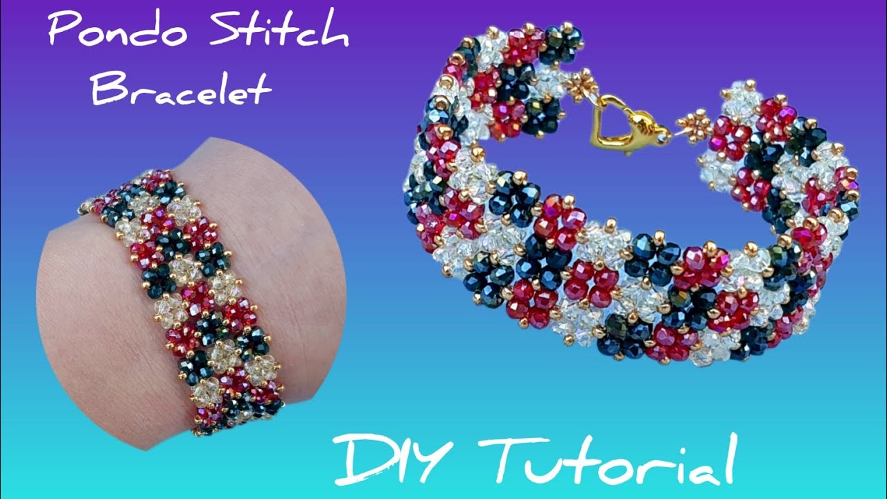 Pondo stitch bracelet with crystals/ Simple and elegant bracelet/Easy jewelry making at home/DIY