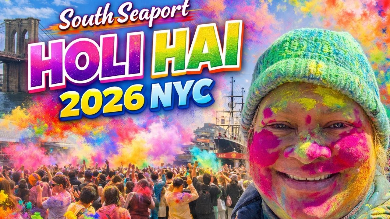 LIVE: NYC Holi Festival at South Street Seaport 🌈 Color Throwing Celebration (March 7, 2026)