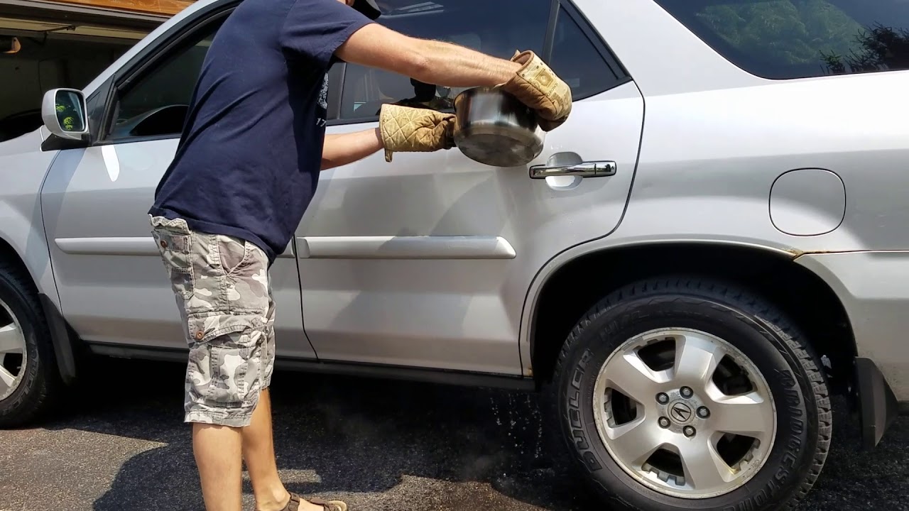 Remove dent with boiling water