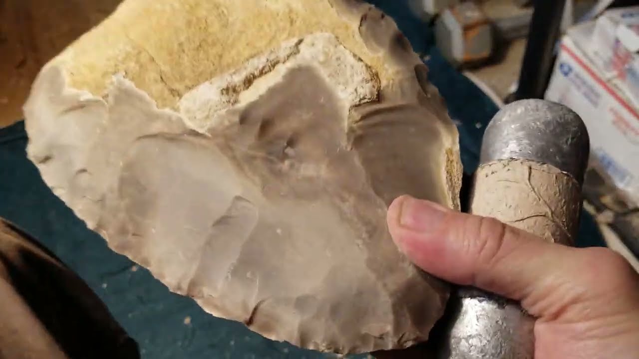 956 - Part 1/4 Flintknapping Even Larger Biface - From Cake to Concrete