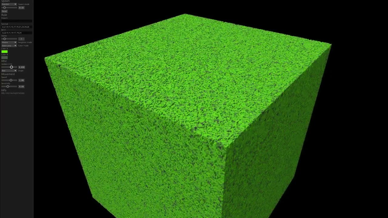 Different 3d cellular automata rules