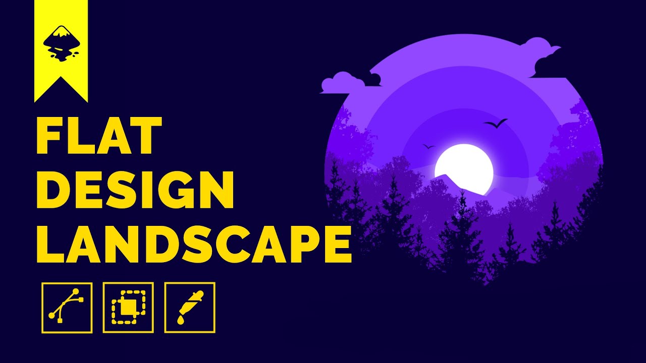 Урок по Inkscape: Плоская иллюстрация пейзажа - Ночной лес