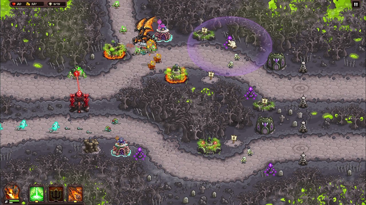 Kingdom Rush Vengeance Stage 26: Back to the Rotten Forest (Normal Difficulty)