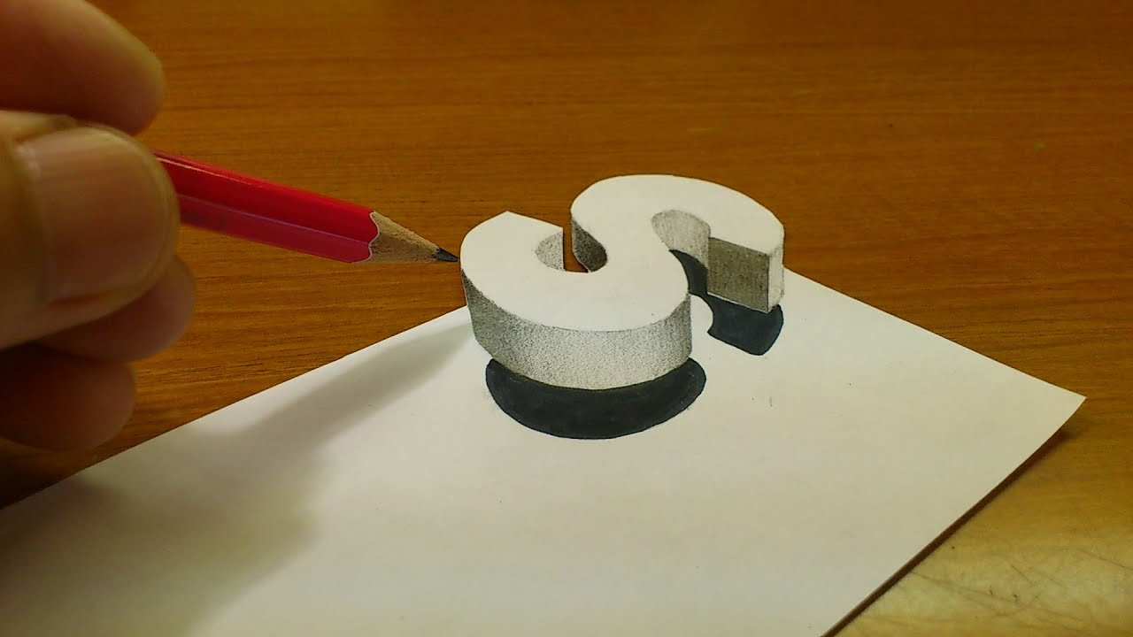 How To Drawing 3D Floating Letter 
