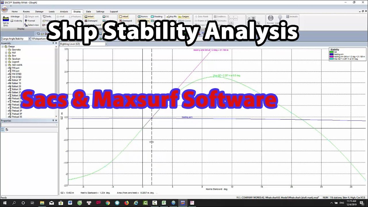 How to RUN STABILITY ANALYSIS  in SACS - Maxsurf Stability - Software Training