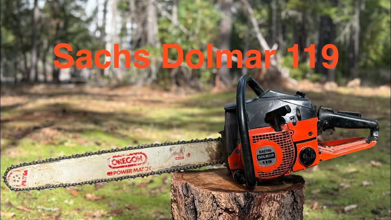 Sachs Dolmar 119 Chainsaw cutting and walk around. 