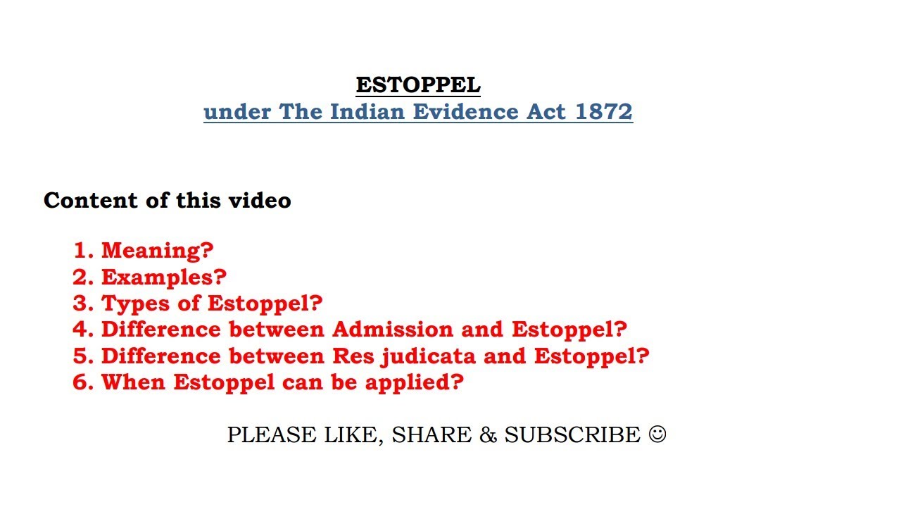 Estoppel in Indian Evidence Act | Section 115 to 117