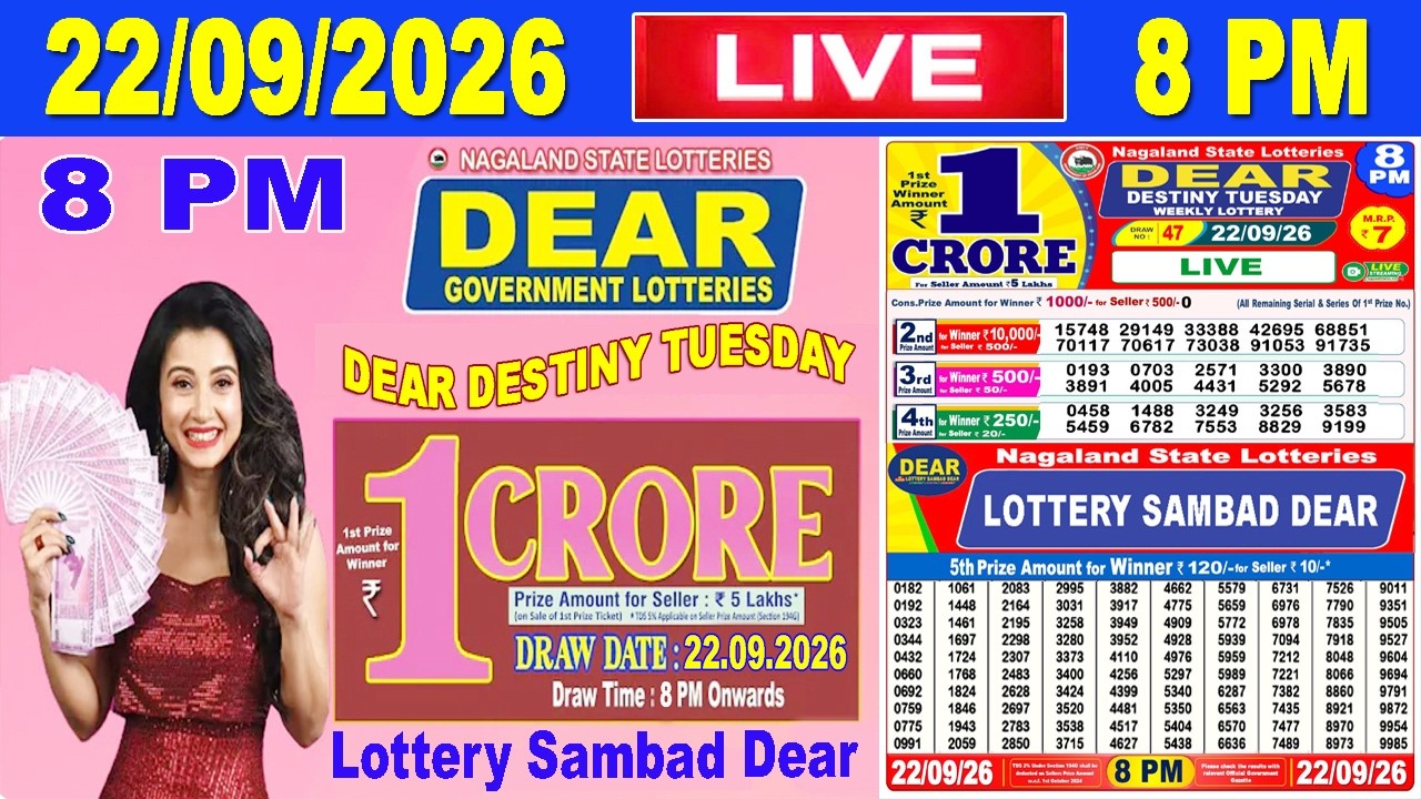 Lottery Live today 8pm 22.09.2026