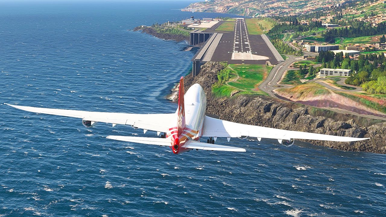 Insane Landing Challenge | 747 Crosswinds go arround at Madeira Intl Airport #airplanes #aviation
