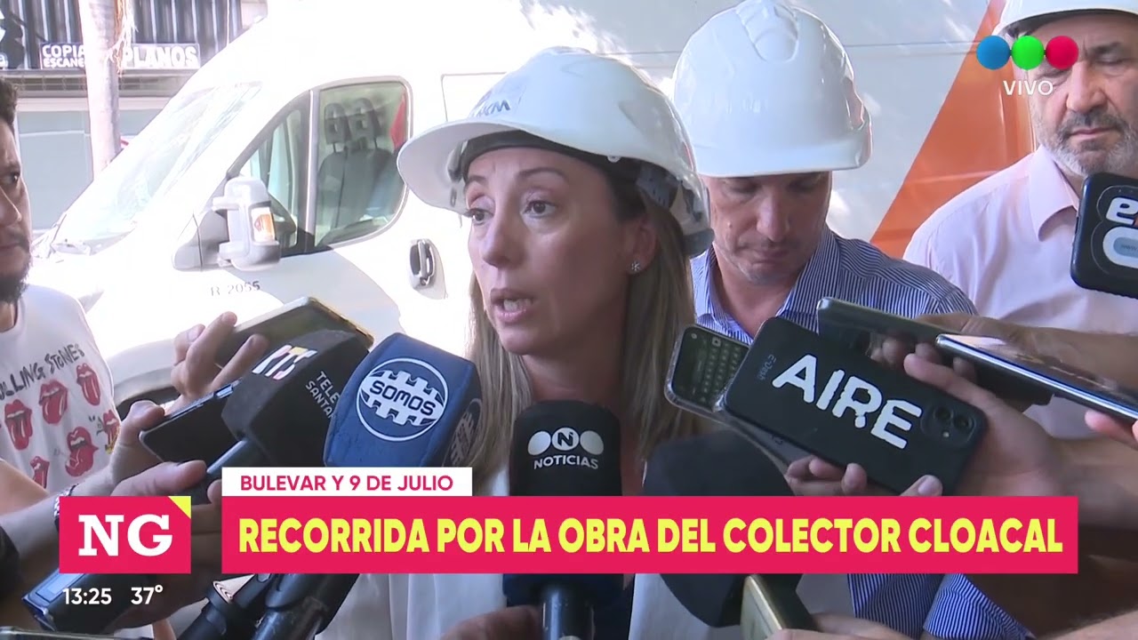 Funcionarios provinciales supervisaron la obra del colector general cloacal de Santa Fe