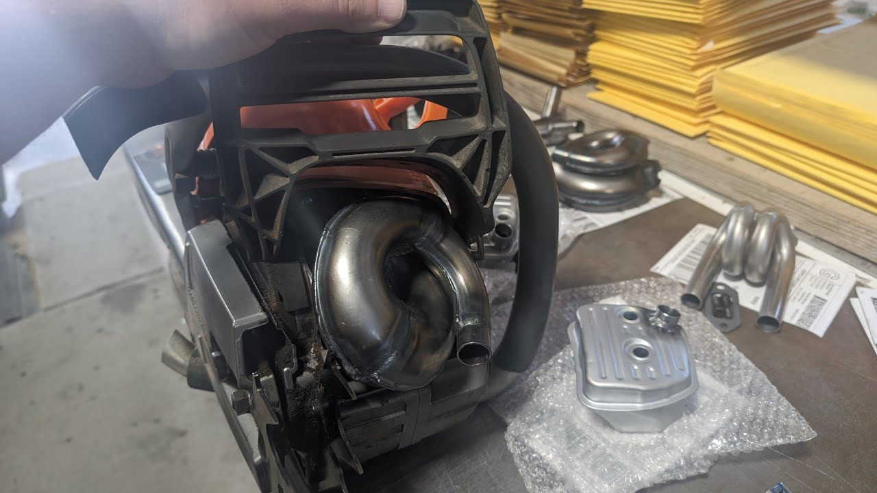 Проверка звука глушителя Mini Pipe на бензопиле Husqvarna 572xp