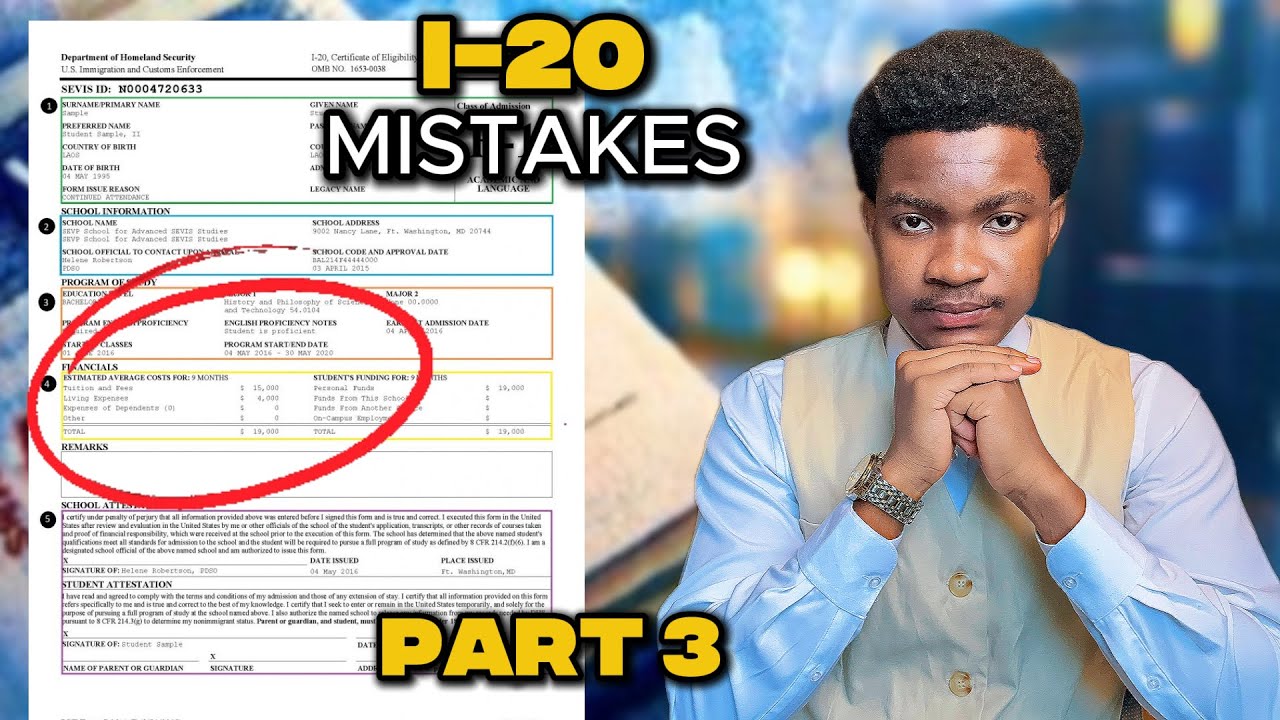 Checking for Errors on the i-20 document, Common mistakes on the form I-20, How it is Issued