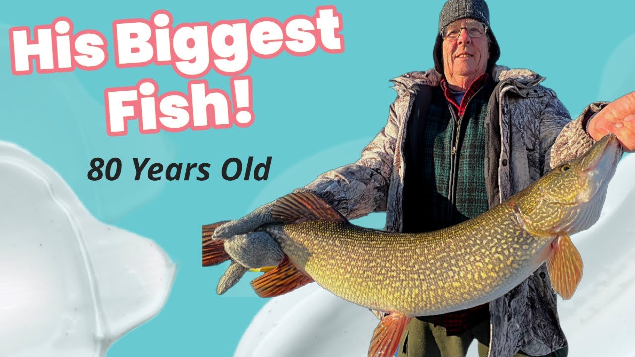 80 Year Old Catches his BIGGEST fish ice fishing! Day 3