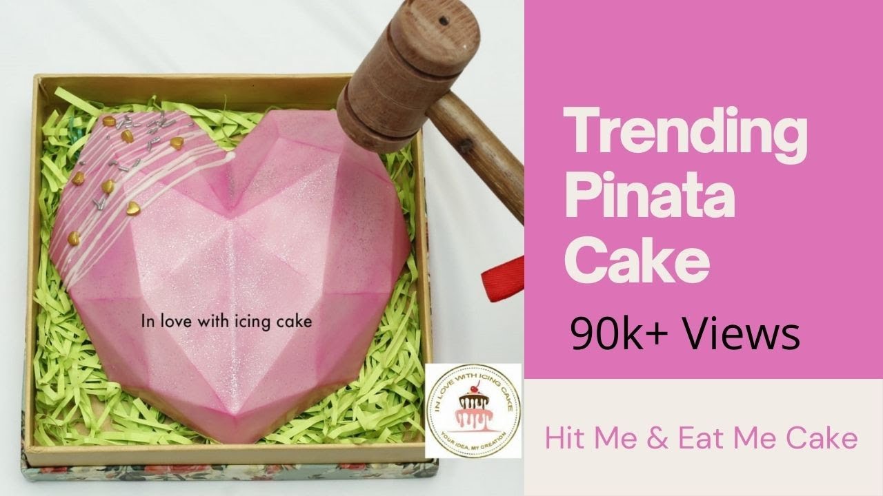 PINATA CAKE /PINATA SMASH CAKE/ SMASHABLE HEART CAKE/GEOMETRIC CHOCOLATE HEART WITH A SURPRISE