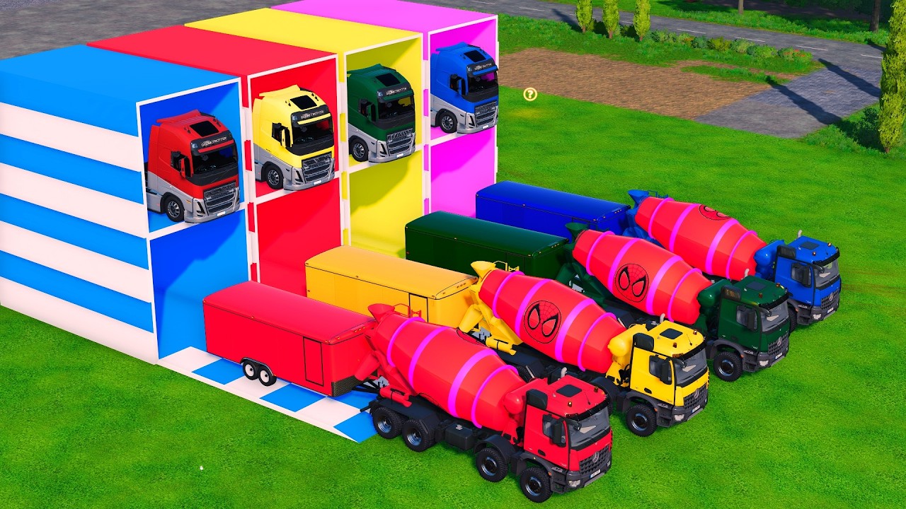 TRANSPORTING BUS, POLICE CARS, DUMP TRUCK, BOX TRUCK, FIRE TRUCK WITH SCANIA TRUCK - FS22 #22