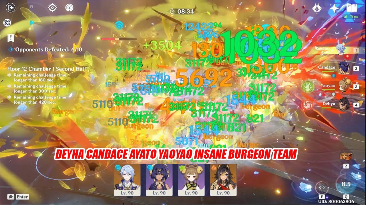 Dehya Candace Ayato Yaoyao INSANE Burgeon Team - Forgotten Characters 3.5 Floor 12 Showcase