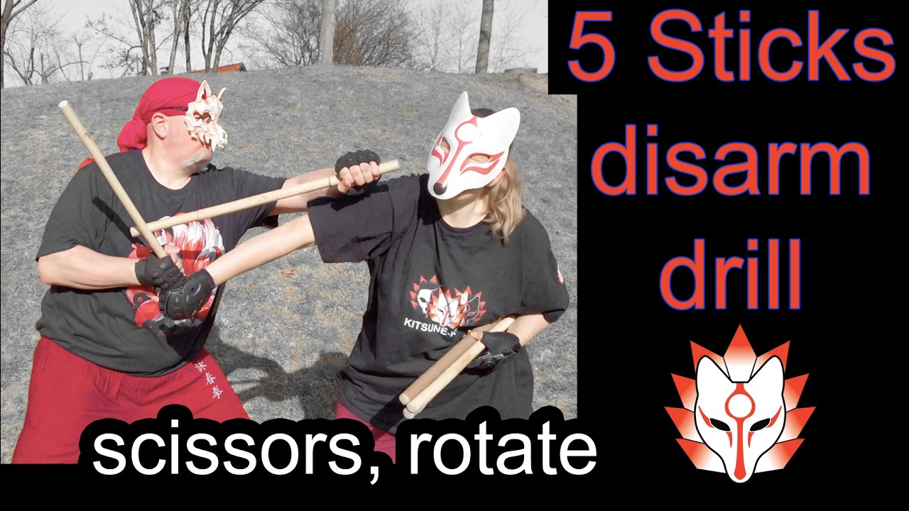 Drill Baby! Disarm Drills with five Sticks: scissors, rotate