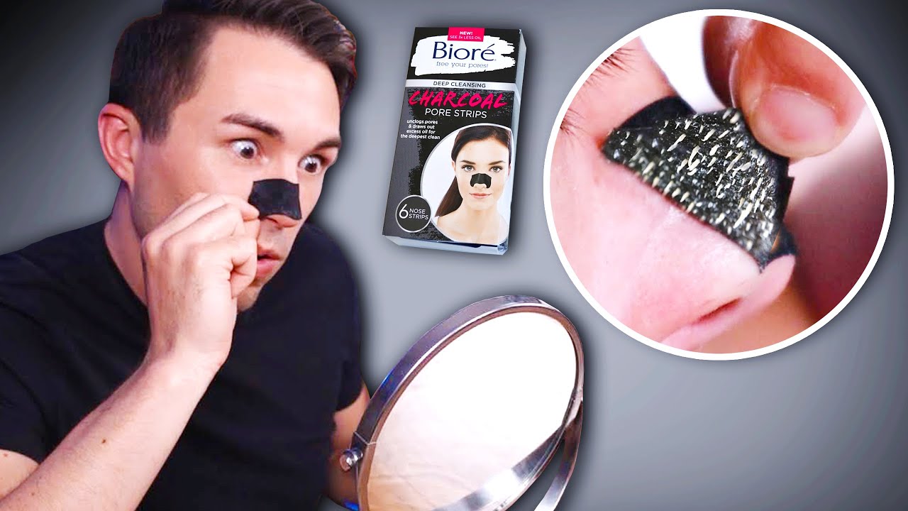 Men's First Time Using Biore Blackhead Remover Charcoal Nose Strips