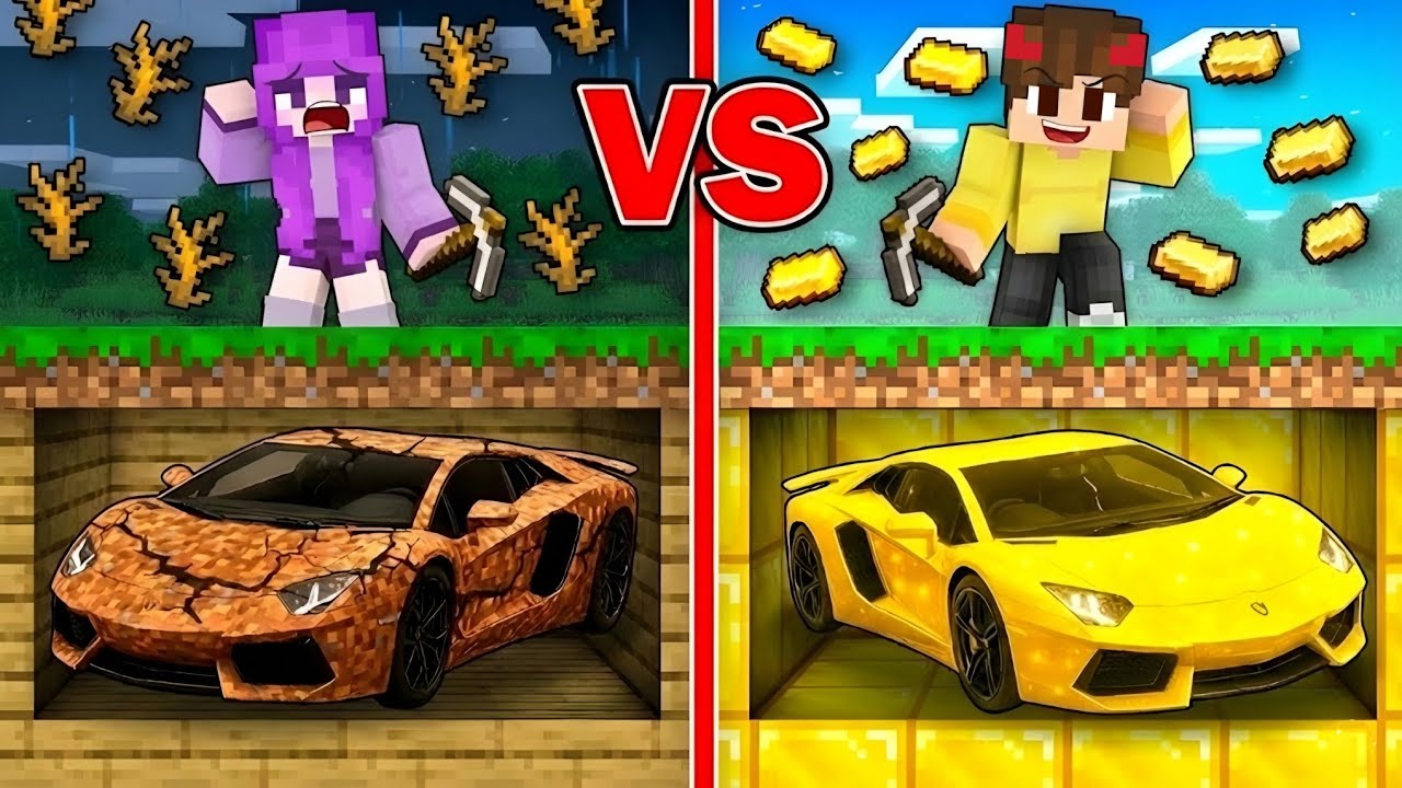 $1 VS $1,000,000 Kami BATTLE MINING SUPER CAR Dalam Minecraft