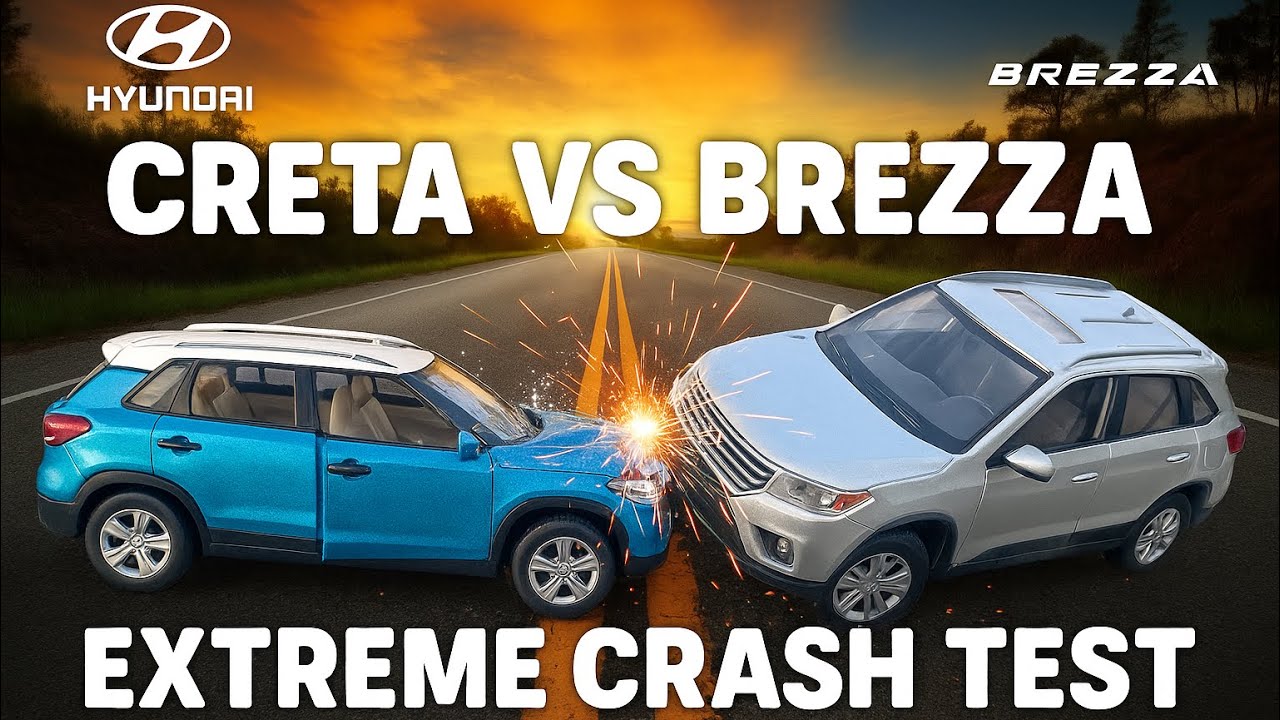 Hyundai Creta Crash Test Vis Maruti Brezza Crash Test | Asmr Crushing Videos In Slow Motion