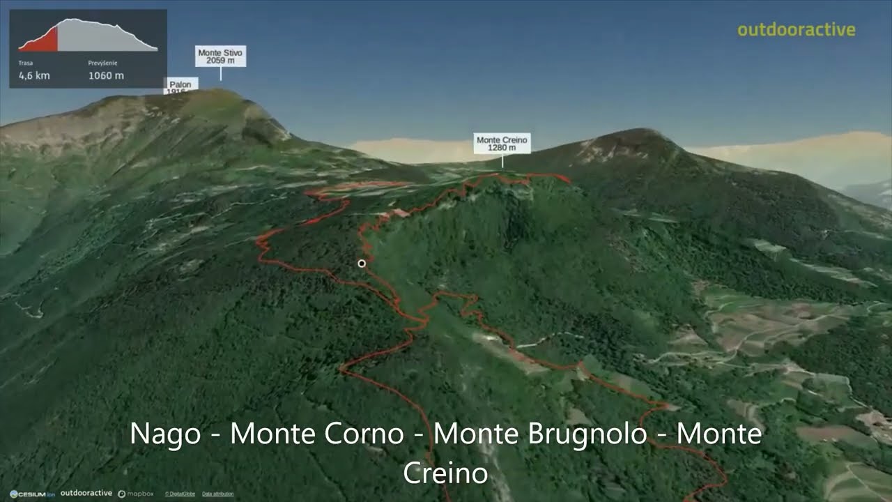 Nago - Monte Corno - Monte Brugnolo - Monte Creino ∆ hiking trails ∆ 3d-trail.com/italy/