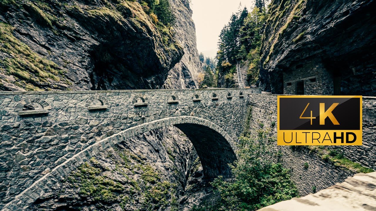 Walking in Switzerland. A Hike through a mighty canyon