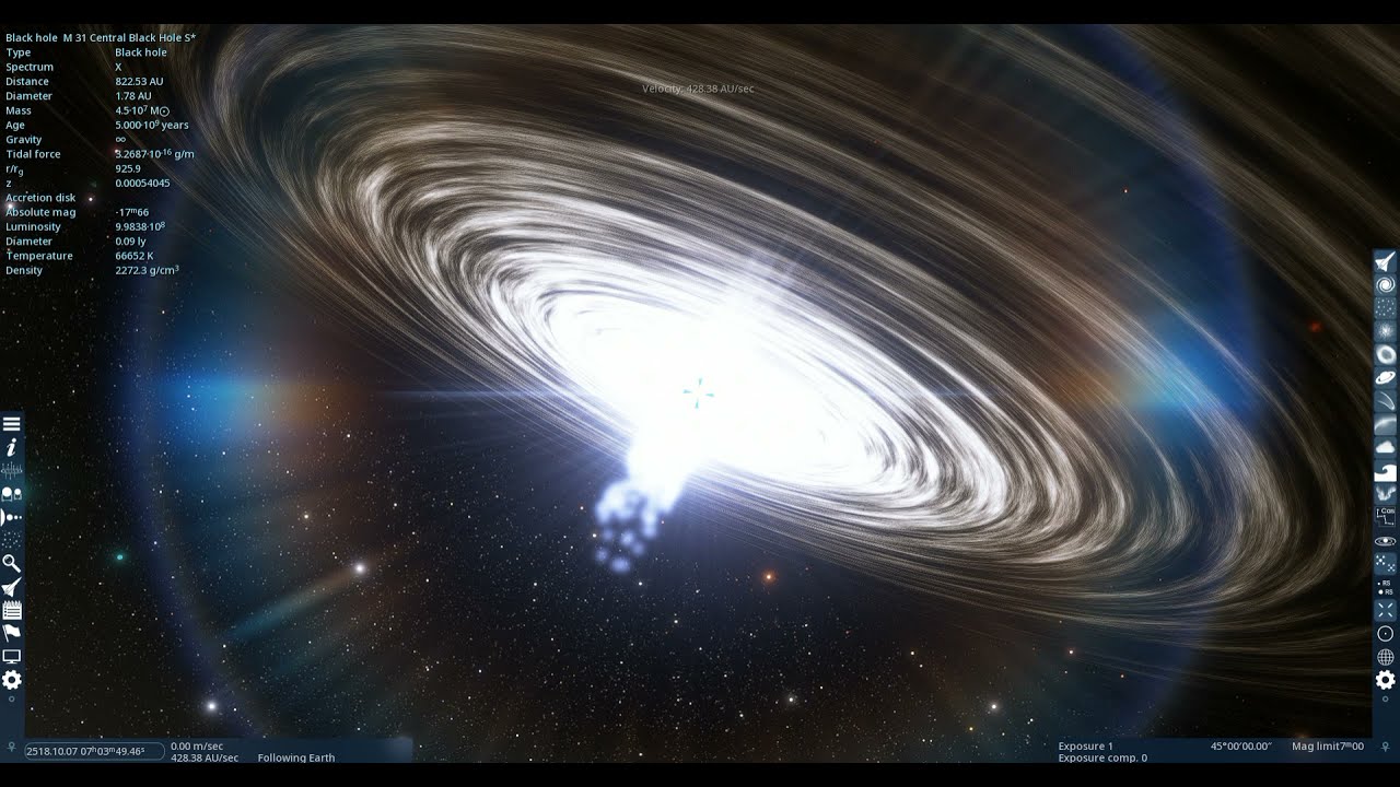 SpaceEngine: Travelling to the central black hole of the Andromeda Galaxy