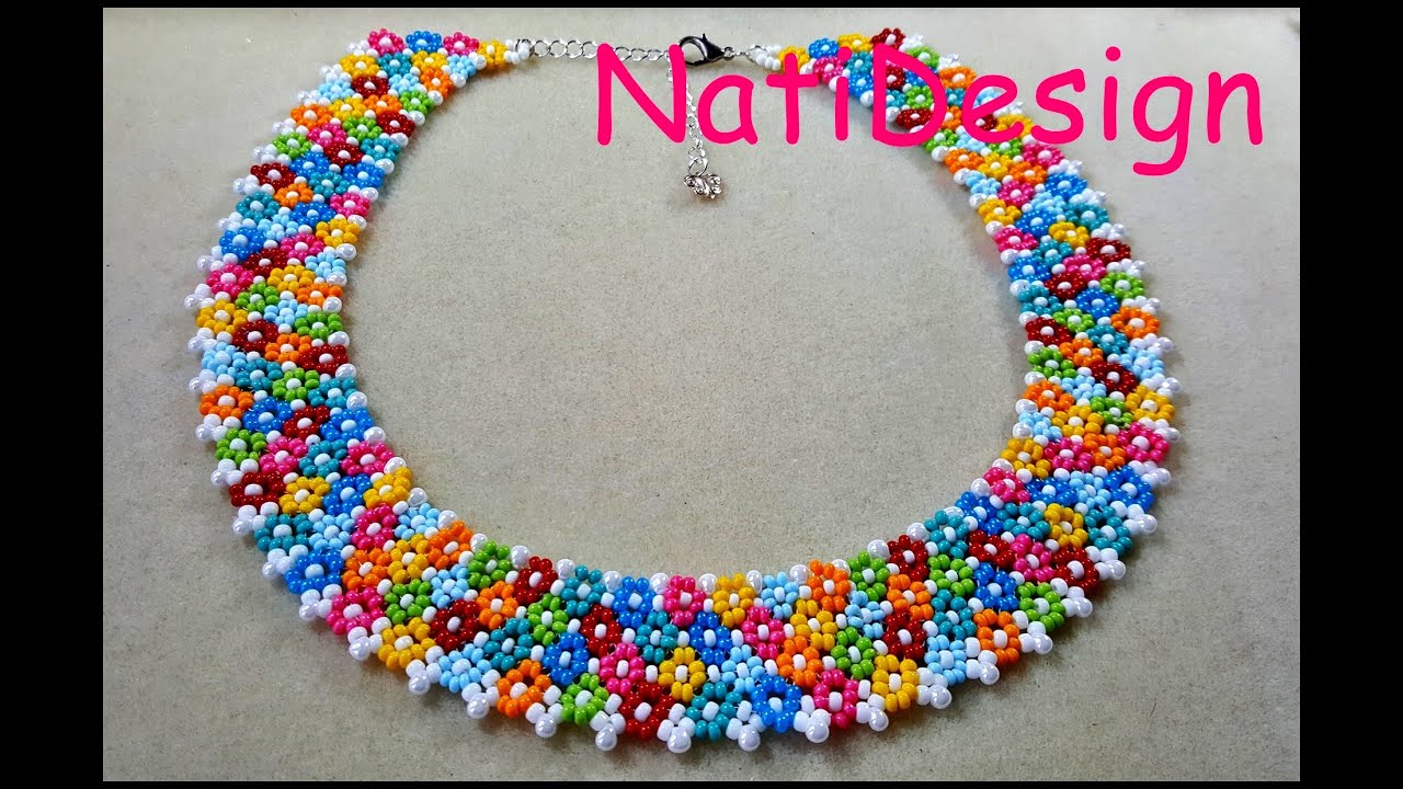 COLLAR MULTIFLORES PRIMAVERA EN MOSTACILLA CHECA😍😁Tutorial- SPRING MULTIFLOWER NECKLACE