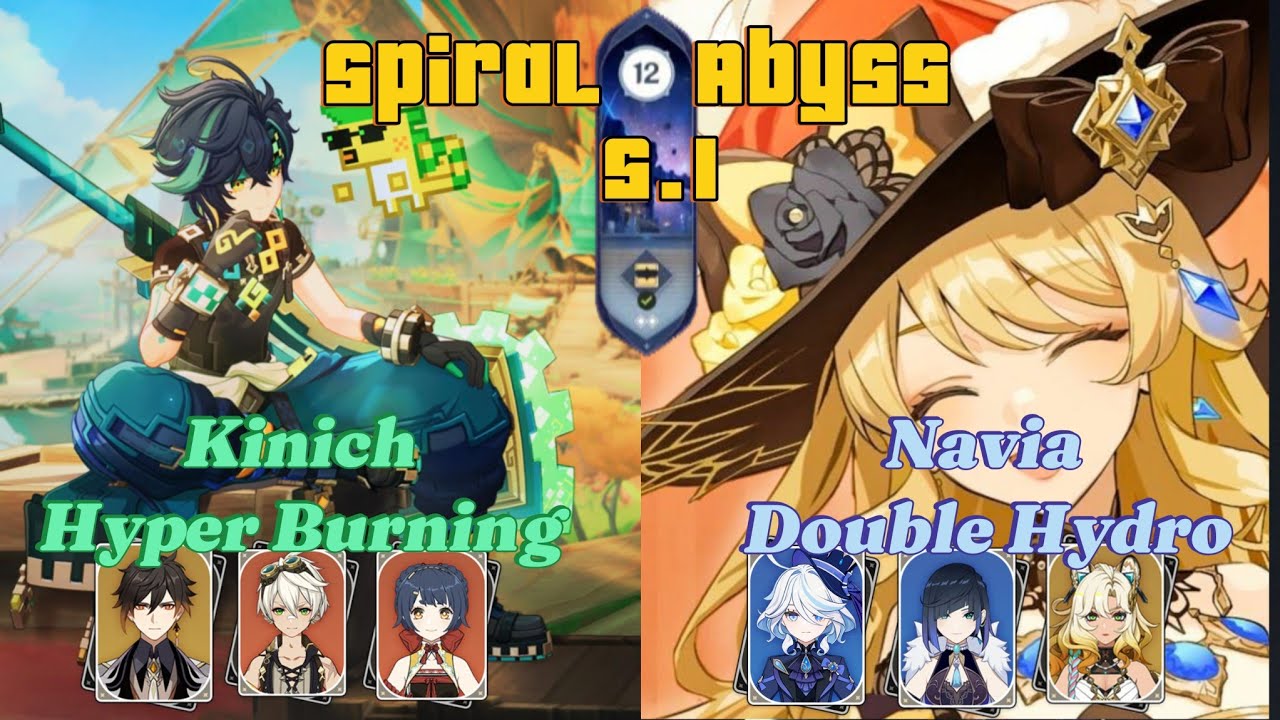 C0 Kinich Burning & C0 Navia Double Hydro | Spiral Abyss 5.1 | Genshin impact